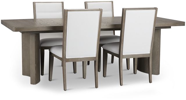 Soho Light Tone Rectangular Table & 4 Upholstered Chairs (1)