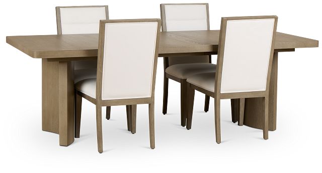 Soho Light Tone Rectangular Table & 4 Upholstered Chairs