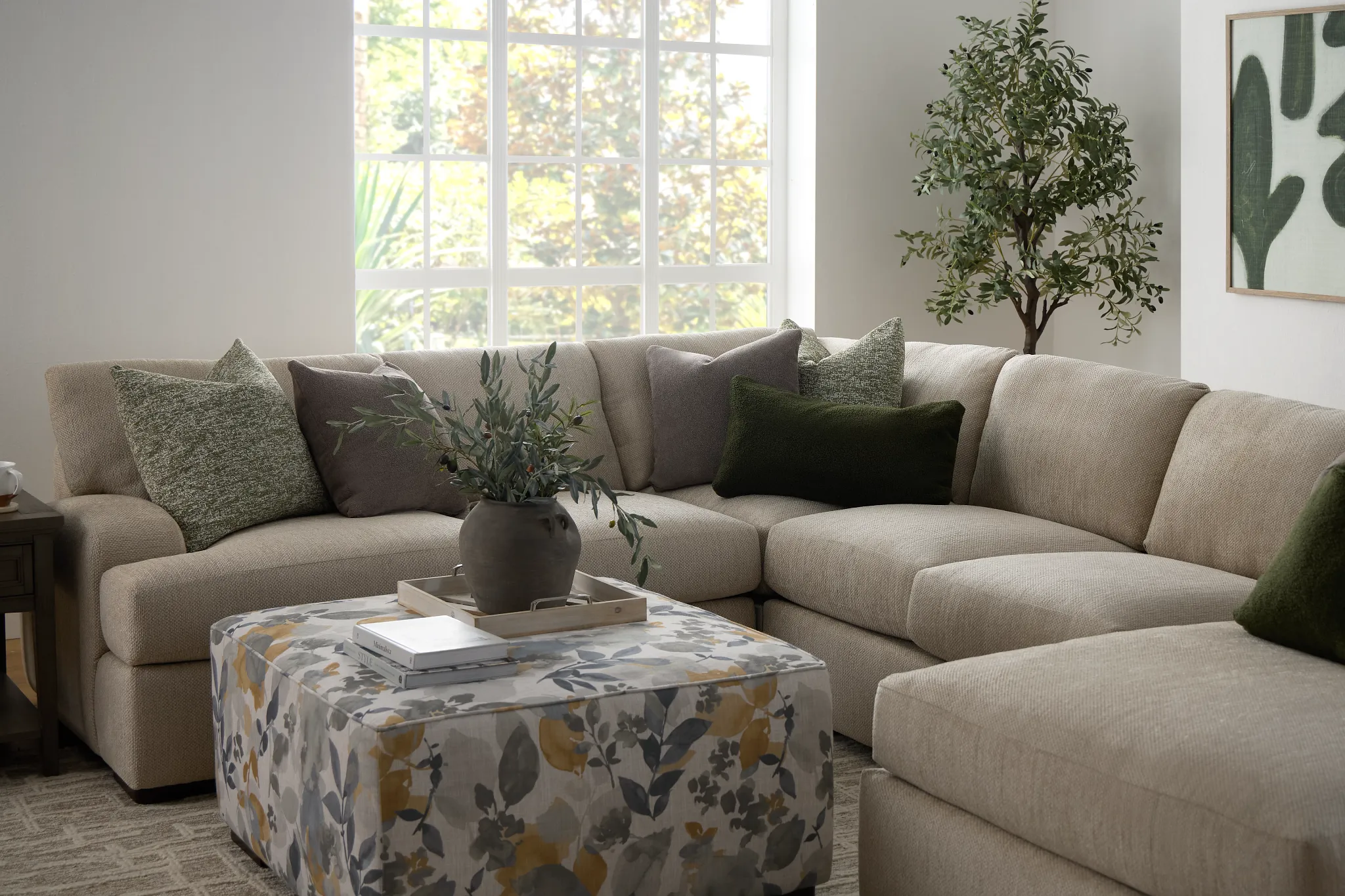 Alpha Light Gray Fabric Small Two-arm Sectional