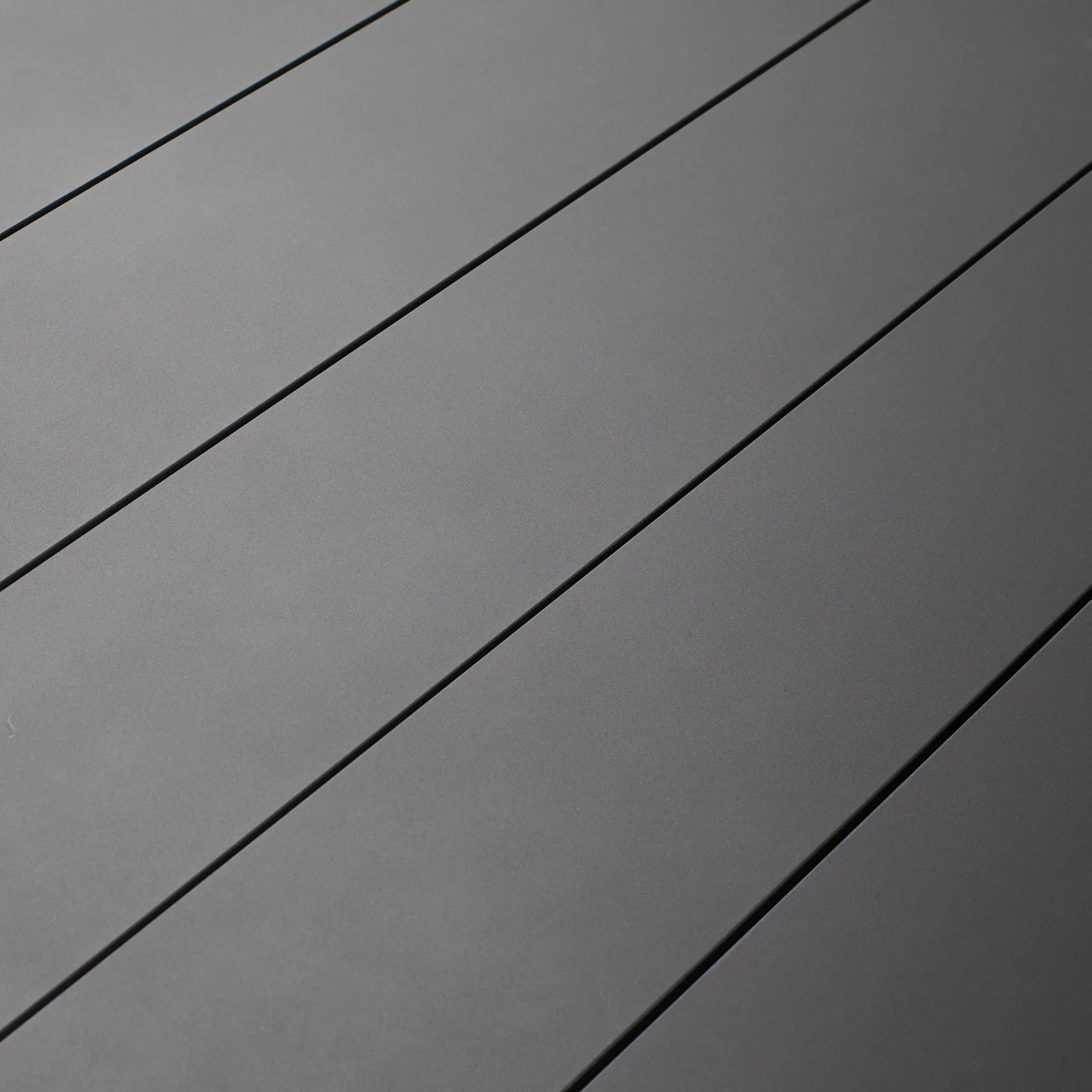 Linear Dark Gray White 110" Aluminum Table & 4 Teak Cushioned Side Chairs