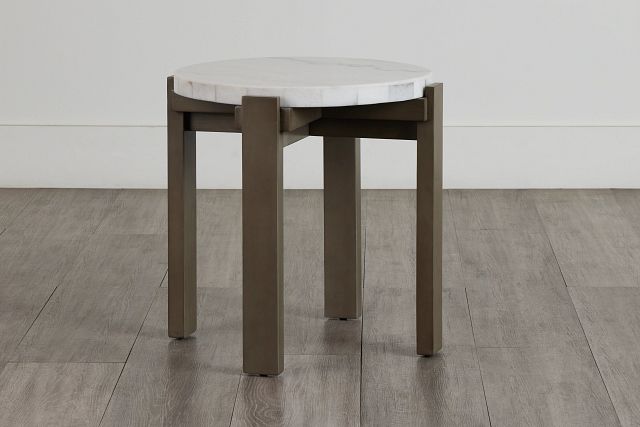 Kaleb White Marble End Table