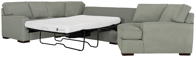 Austin Green Fabric Right Cuddler Memory Foam Sleeper Sectional