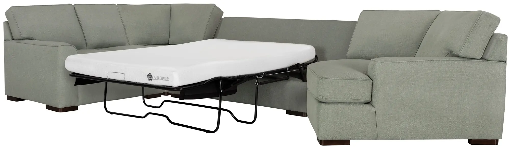 Austin Green Fabric Right Cuddler Memory Foam Sleeper Sectional Austin Green Fabric Right Cuddler Memory Foam Sleeper Sectional