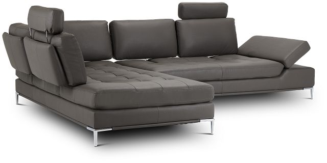 Camden Dark Gray Micro Left Chaise Sectional With Removable Headrest (2)