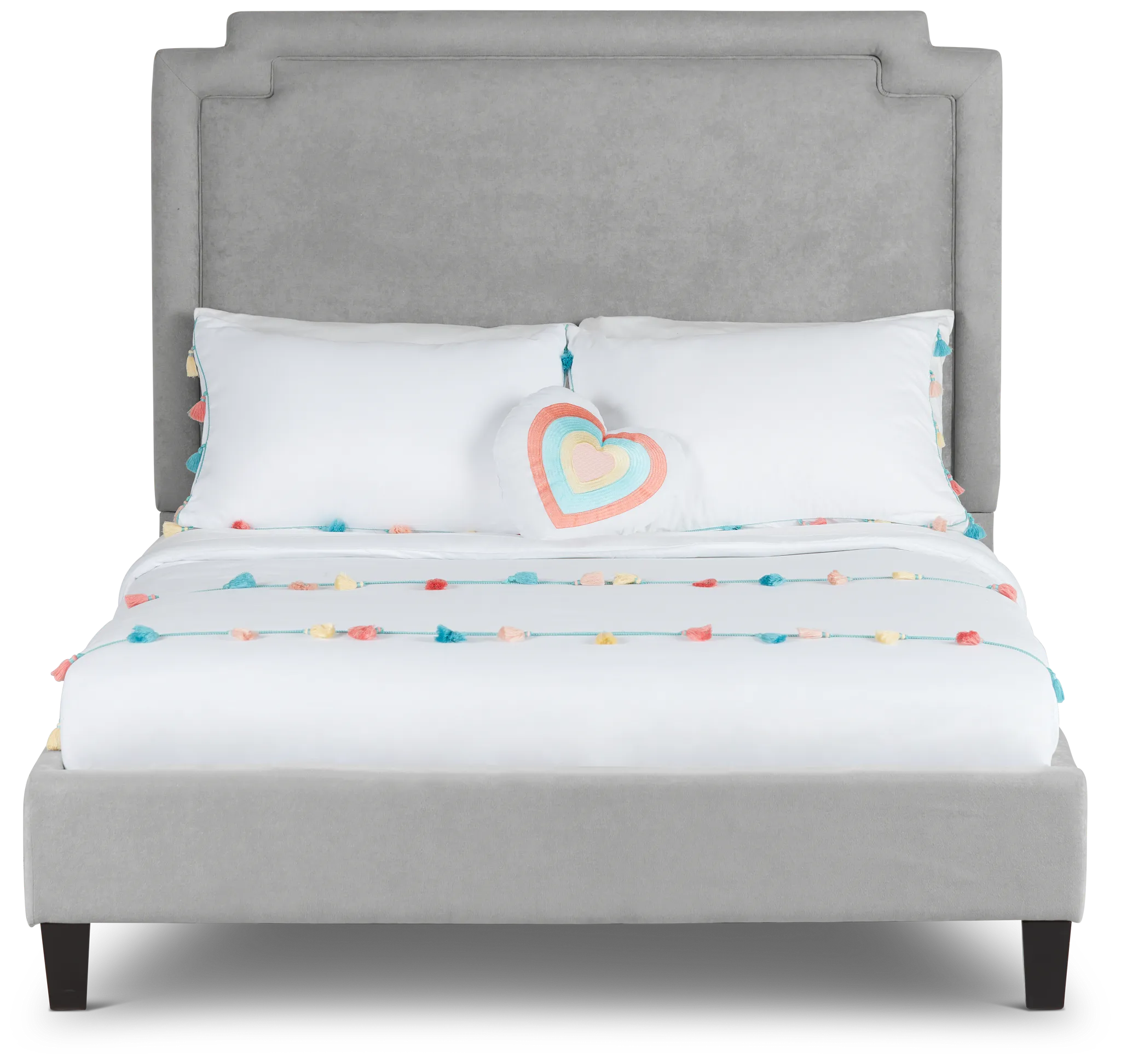 Whitney Light Gray Uph Platform Bed