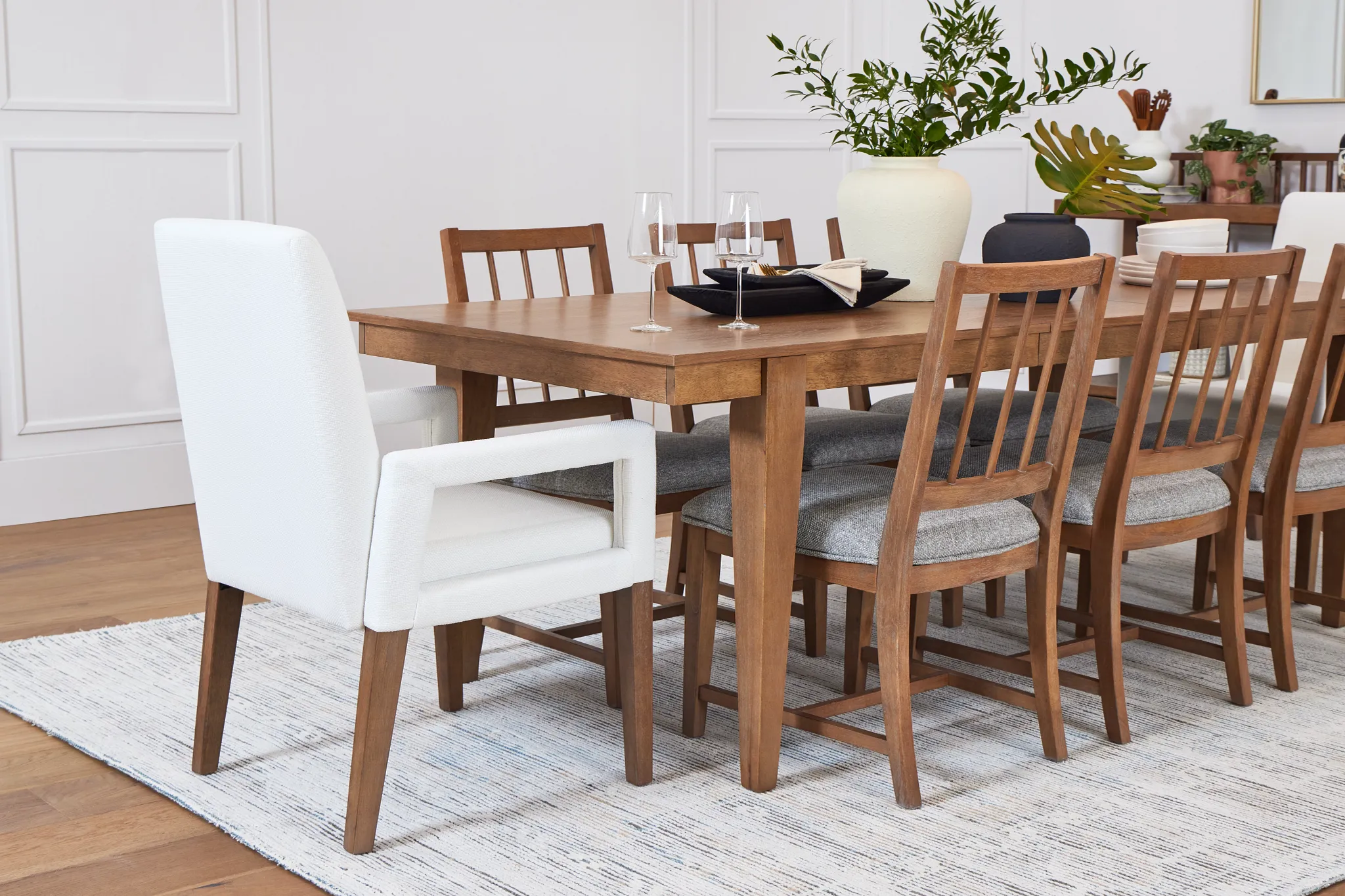 Provo White Upholstered Arm Chair