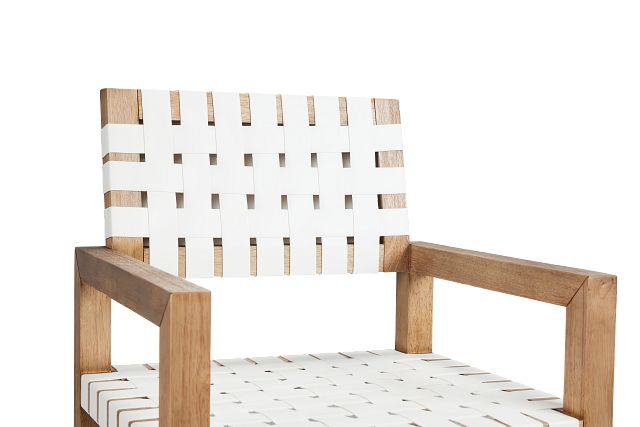 Haven White Woven Leather Arm Chair