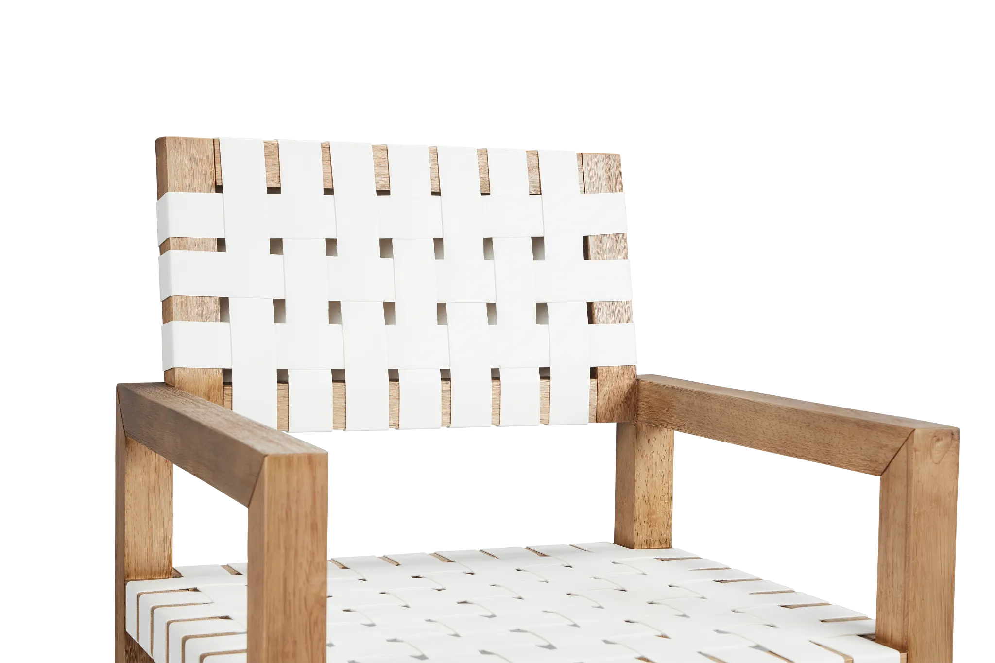 Haven White Woven Leather Arm Chair