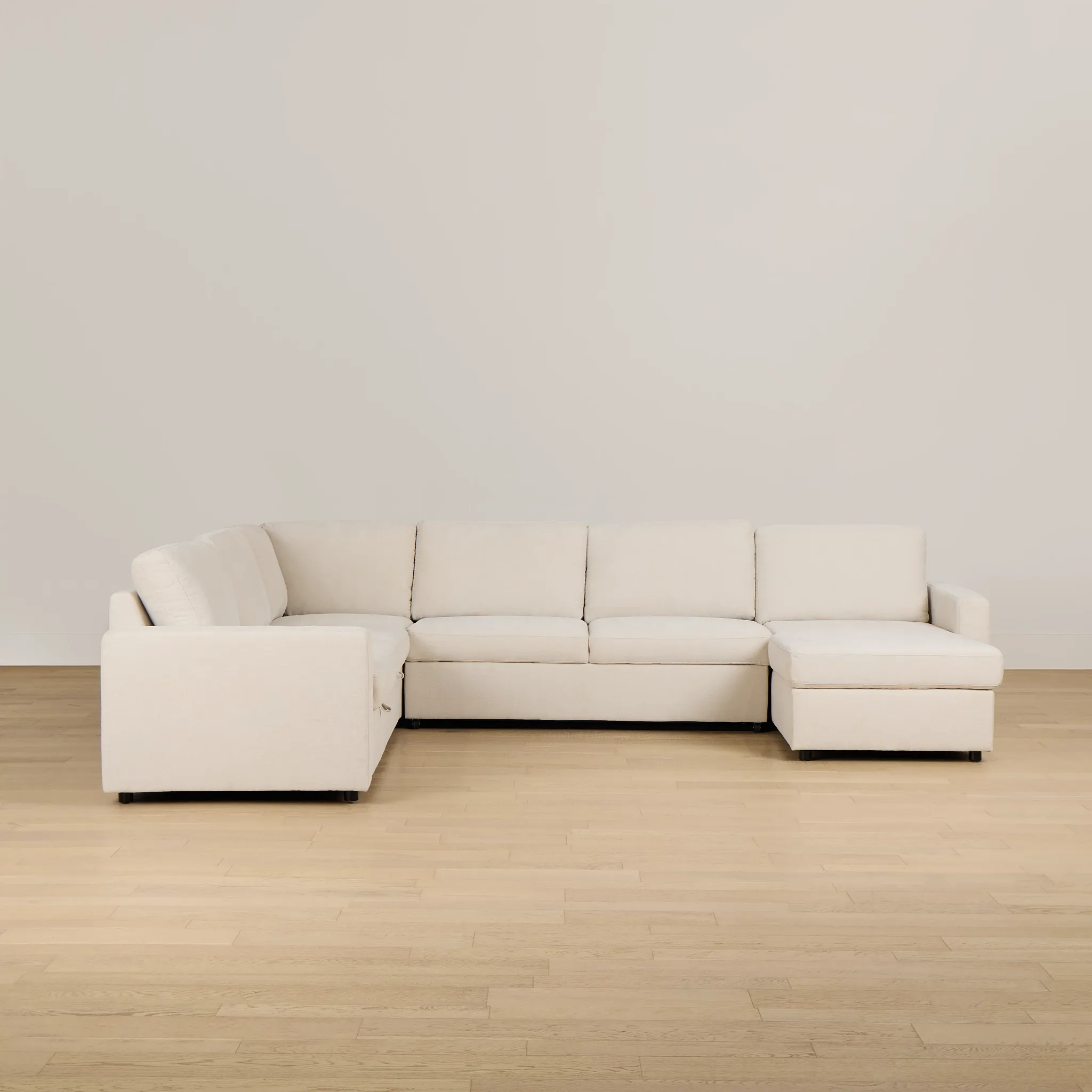 Addie Beige Fabric Medium Right Chaise Storage Sleeper Sectional