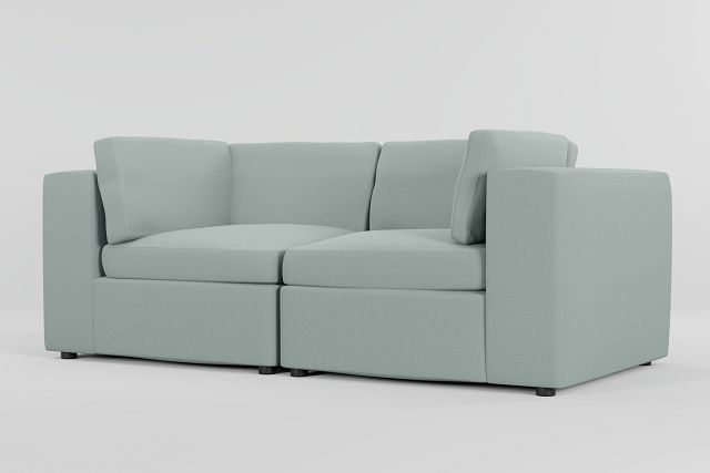 Destin Suave Light Green Fabric 2 Piece Modular Sofa