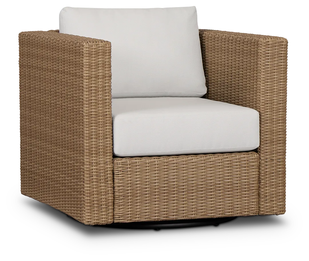 Montecito Light Tone Swivel Chair With Light Beige Cushions