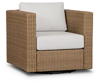 Montecito Light Tone Swivel Chair With Light Beige Cushions