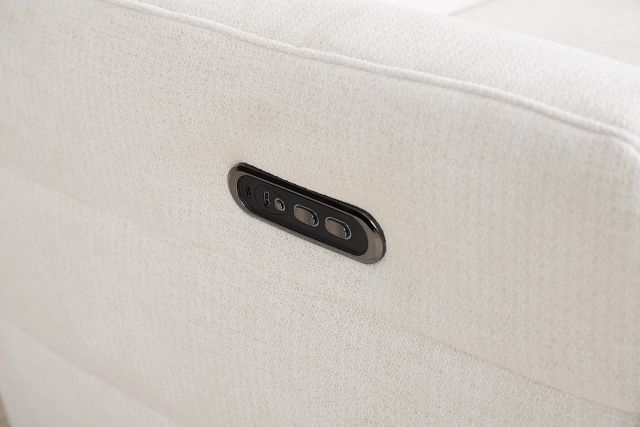 Rae White Fabric Power Swivel Glider Recliner
