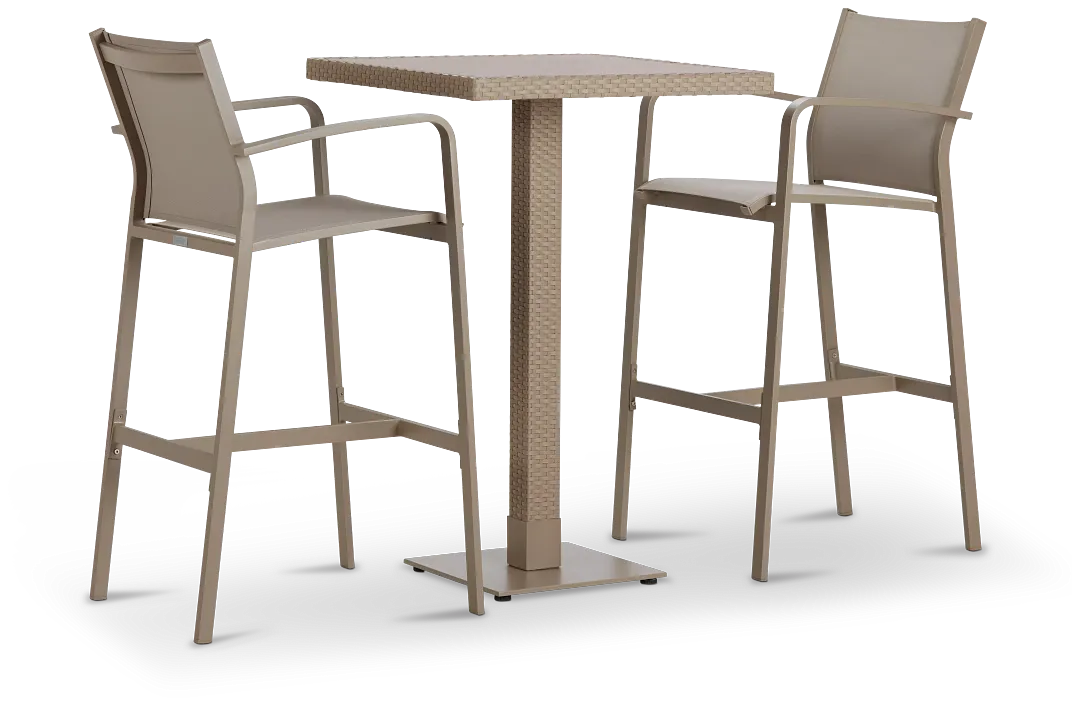 Lisbon Khaki Square Pub Table & 2 Barstools
