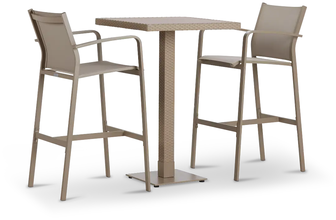 Lisbon Khaki Square Pub Table & 2 Barstools Lisbon Khaki Square Pub Table & 2 Barstools