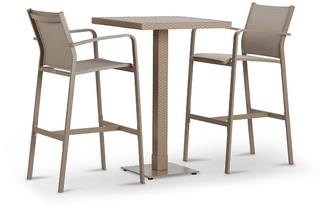 Lisbon Khaki Square Pub Table & 2 Barstools