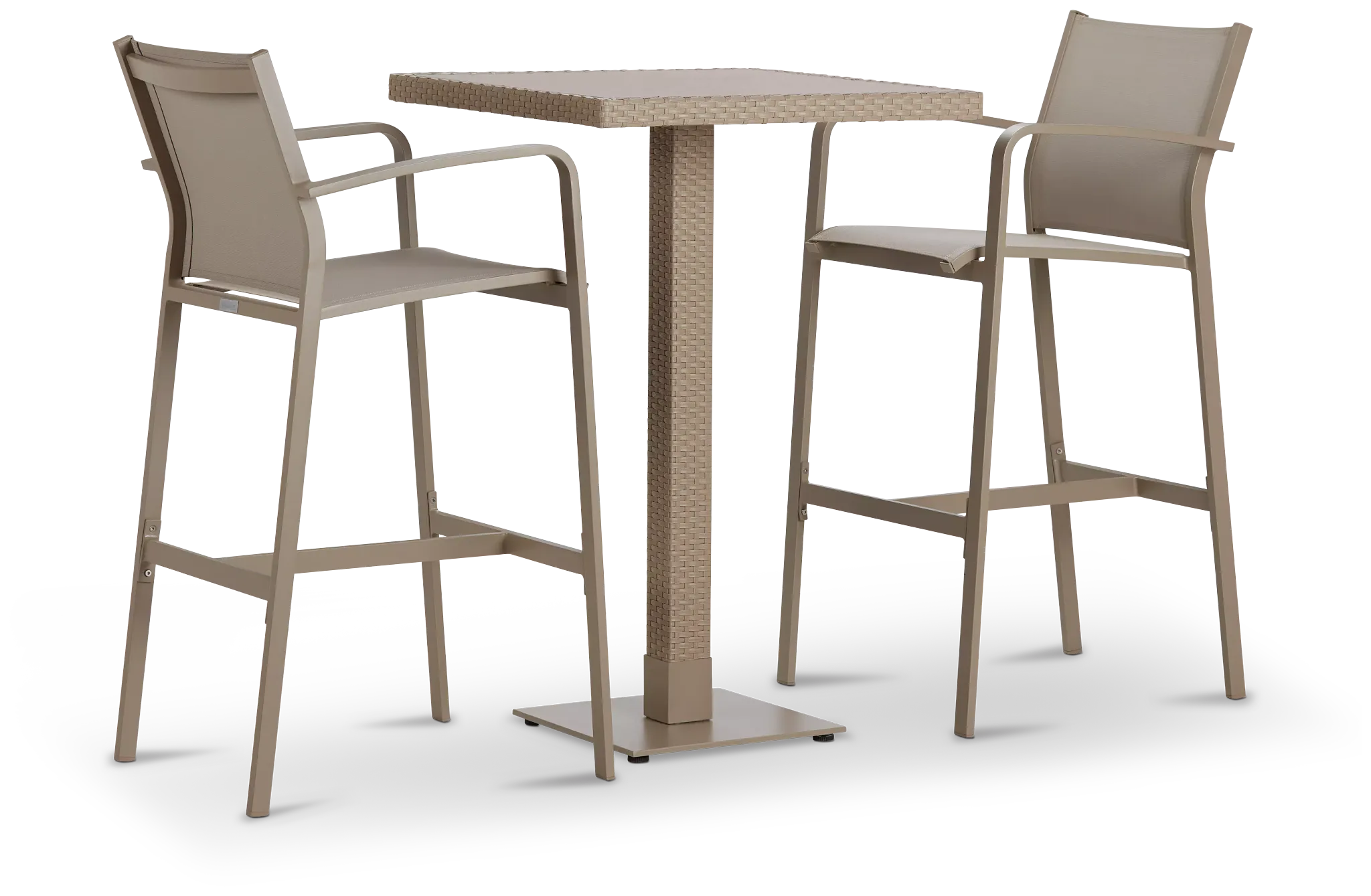 Lisbon Khaki Square Pub Table & 2 Barstools
