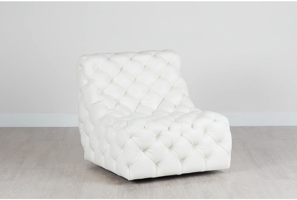 Rigby White Leather Swivel Accent Chair Living Room Accent Chairs City Furniture