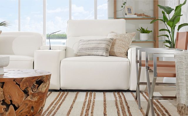 Tidal White Lthr/vinyl Medium Dual Power 2-arm Reclining Sectional