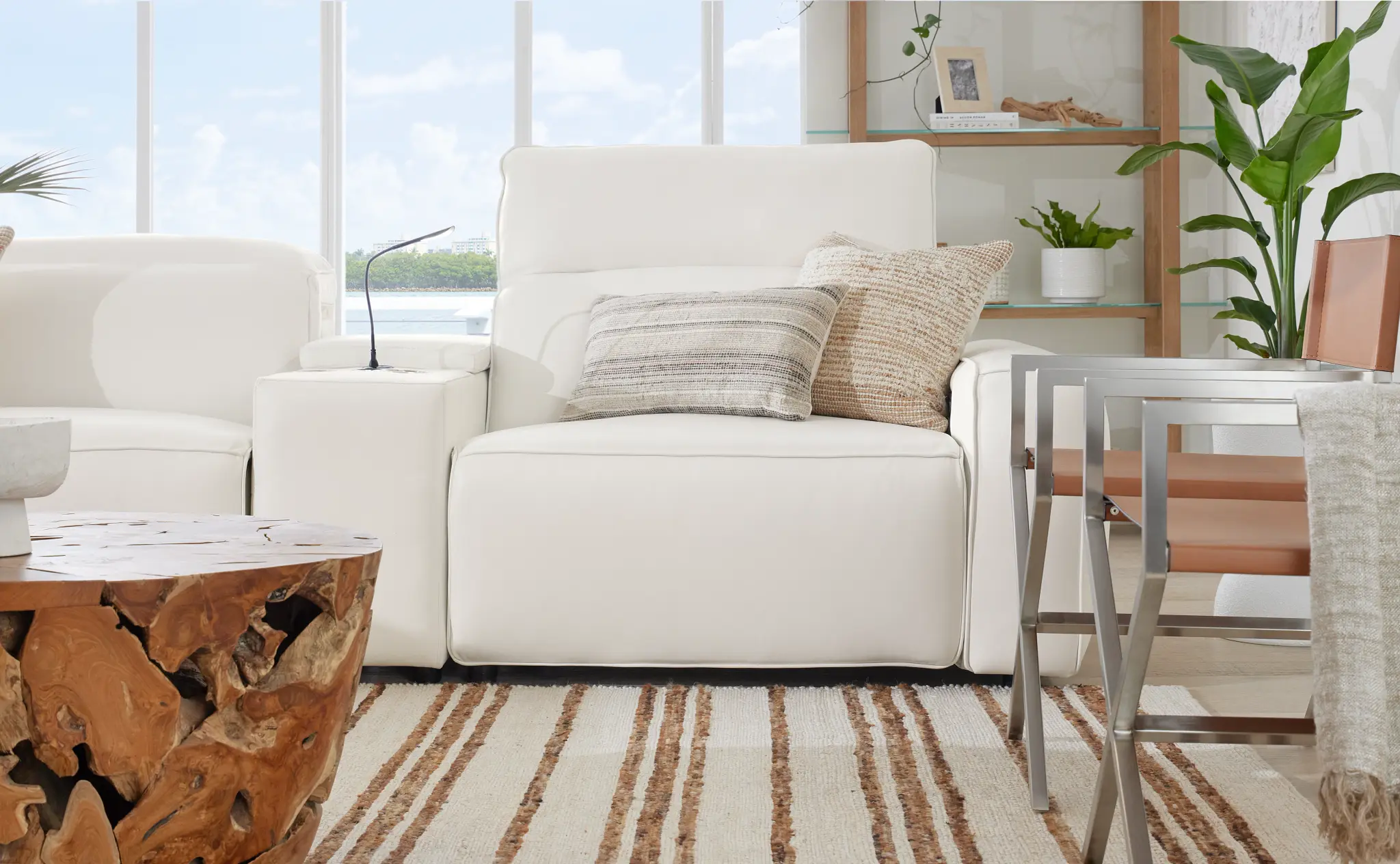 Tidal White Lthr/vinyl Medium Dual Power 2-arm Reclining Sectional Tidal White Lthr/vinyl Medium Dual Power 2-arm Reclining Sectional