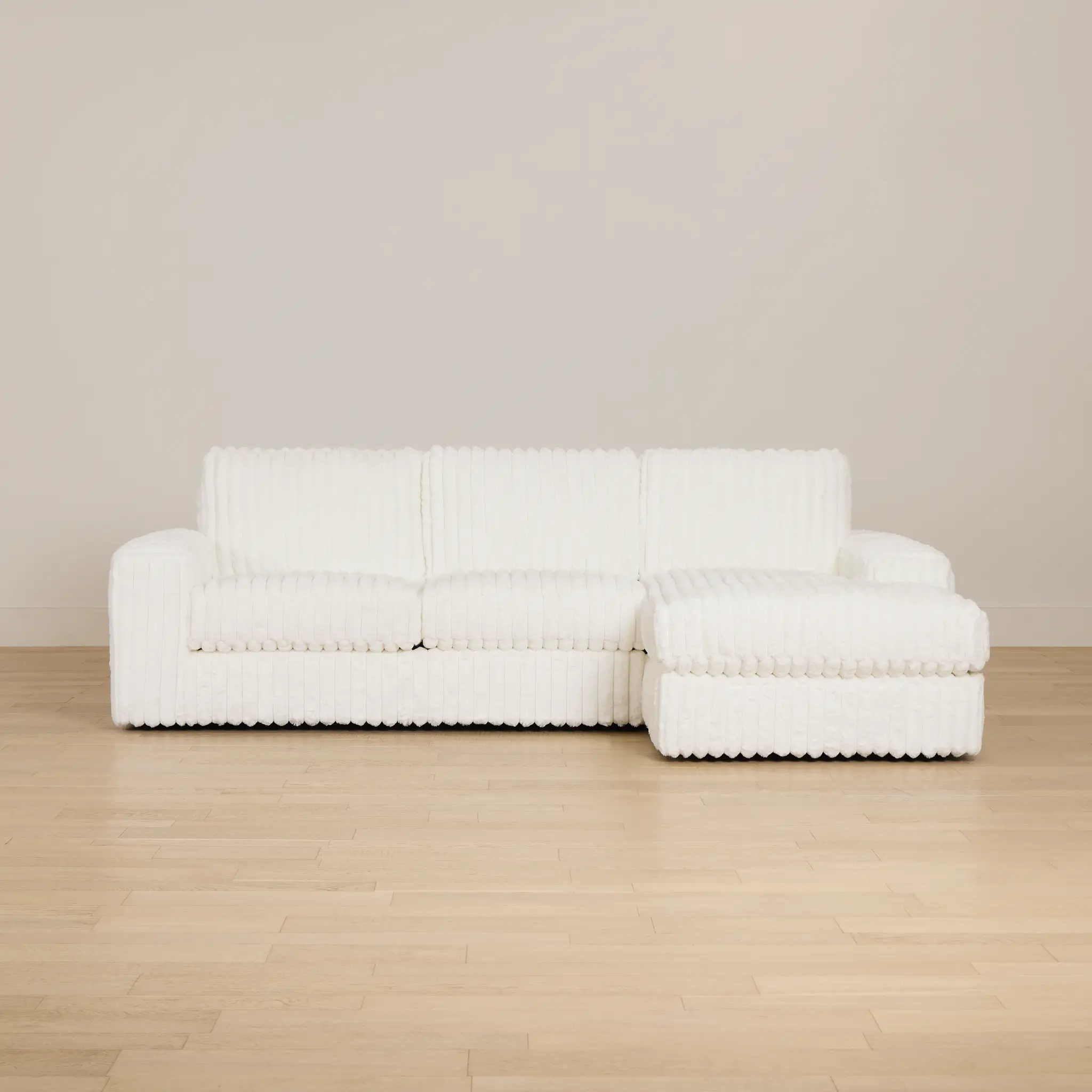 Teddy White Fabric Right Chaise Sectional Teddy White Fabric Right Chaise Sectional