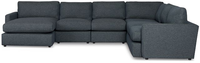 Noah Dark Blue Fabric Large Left Chaise Sectional