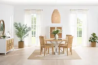 Nantucket Two-tone Pine Round Table & 4 Light Tone Chairs