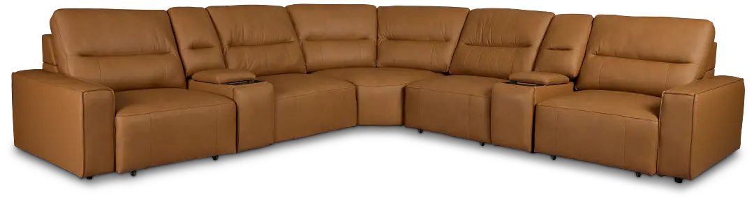 Rudy Brown Lthr/vinyl Large Tri Power 2 Arm Extension Chaise Sectional Rudy Brown Lthr/vinyl Large Tri Power 2 Arm Extension Chaise Sectional