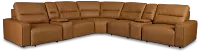 Rudy Brown Lthr/vinyl Large Tri Power 2 Arm Extension Chaise Sectional