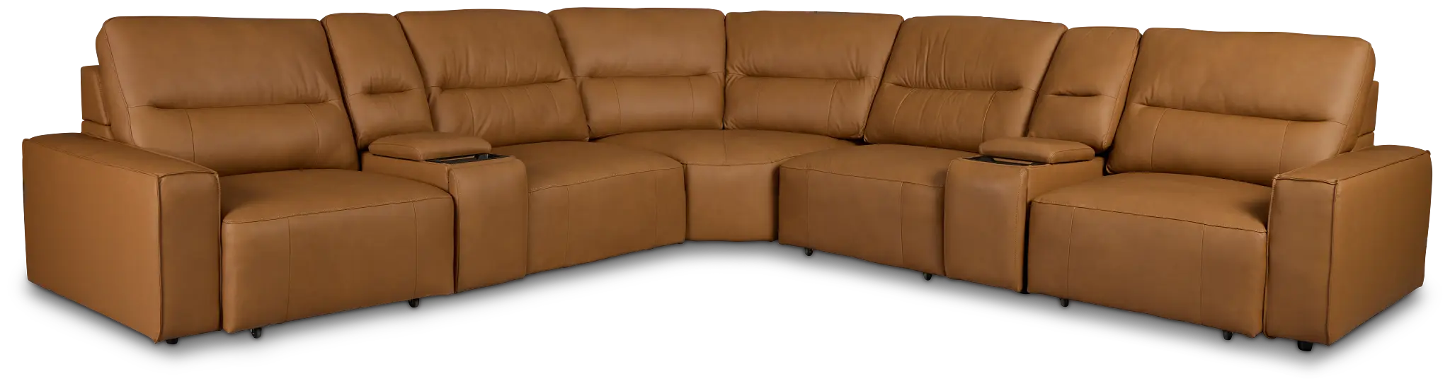 Rudy Brown Lthr/vinyl Large Tri Power 2 Arm Extension Chaise Sectional Rudy Brown Lthr/vinyl Large Tri Power 2 Arm Extension Chaise Sectional