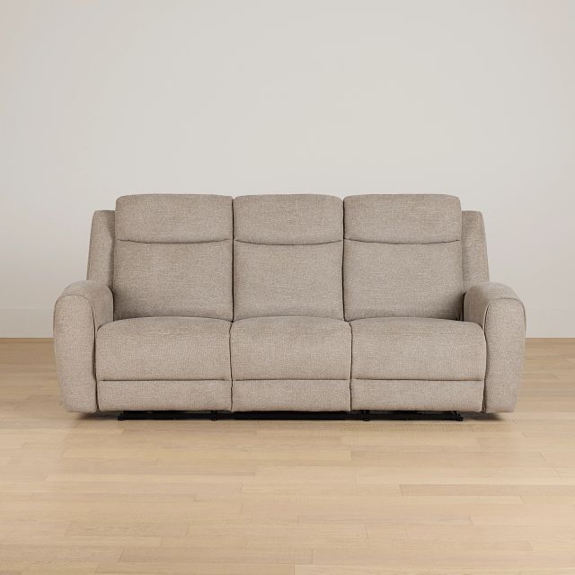 Walker Beige Fabric Power Reclining Sofa W/ Power Headrest