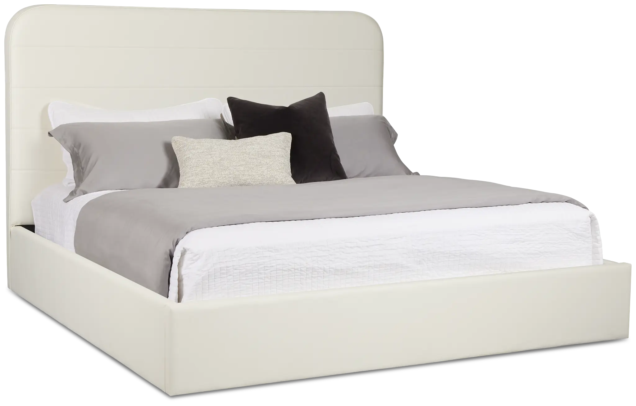 Doral White Curved Upholstered Platform Bed Doral White Curved Upholstered Platform Bed