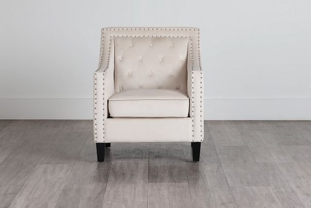 Tiffany Light Beige Velvet Accent Chair