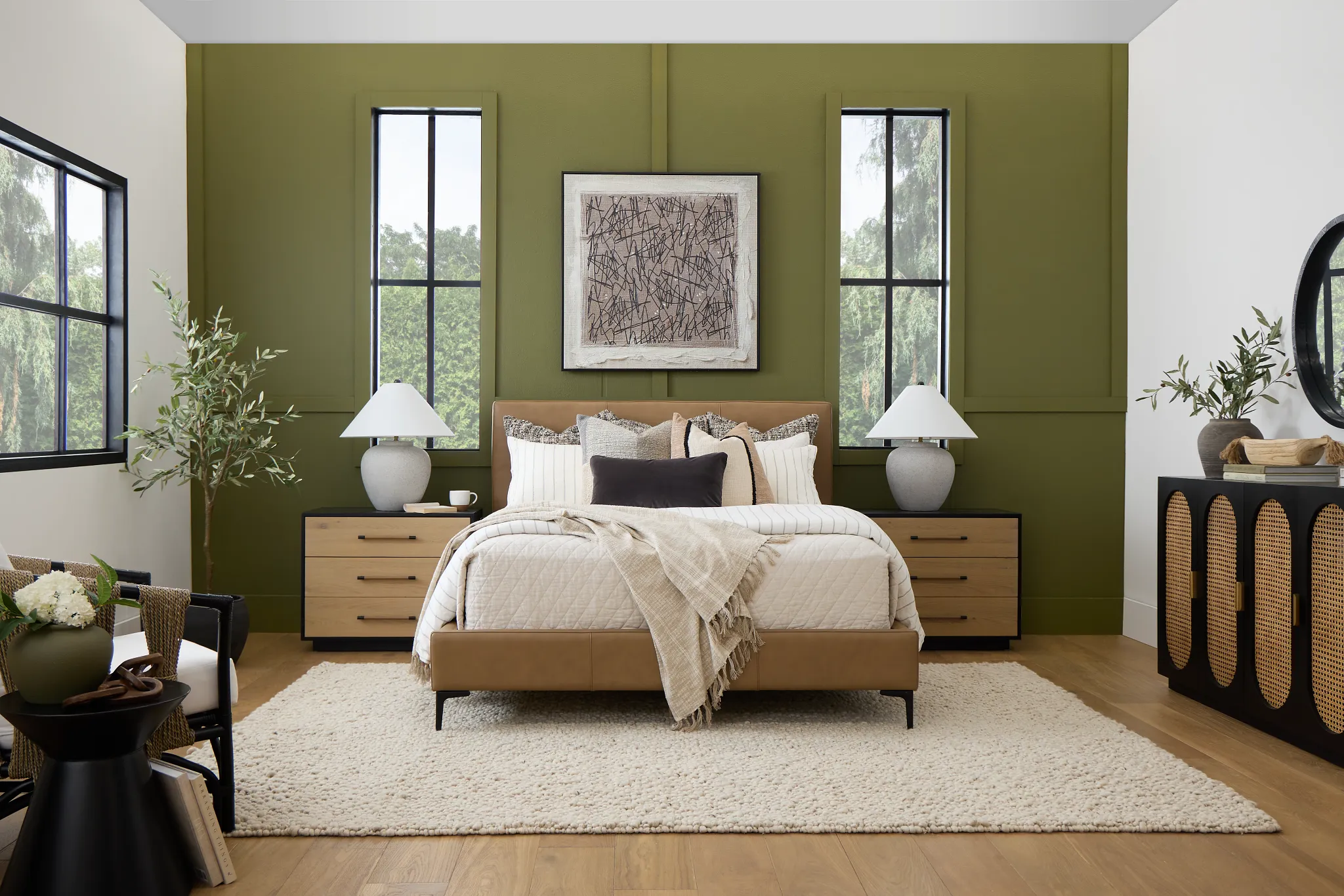 Highland Dark Brown Leather Panel Bed