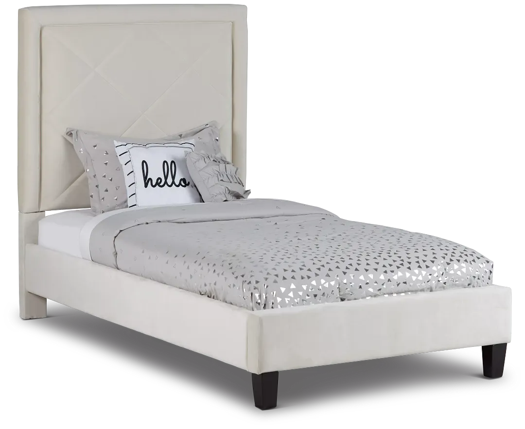 Collin Beige Velvet Platform Bed
