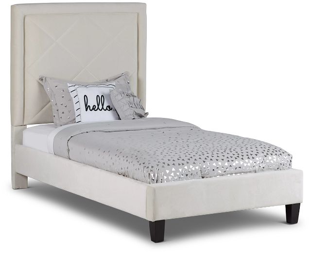 Collin Beige Velvet Platform Bed