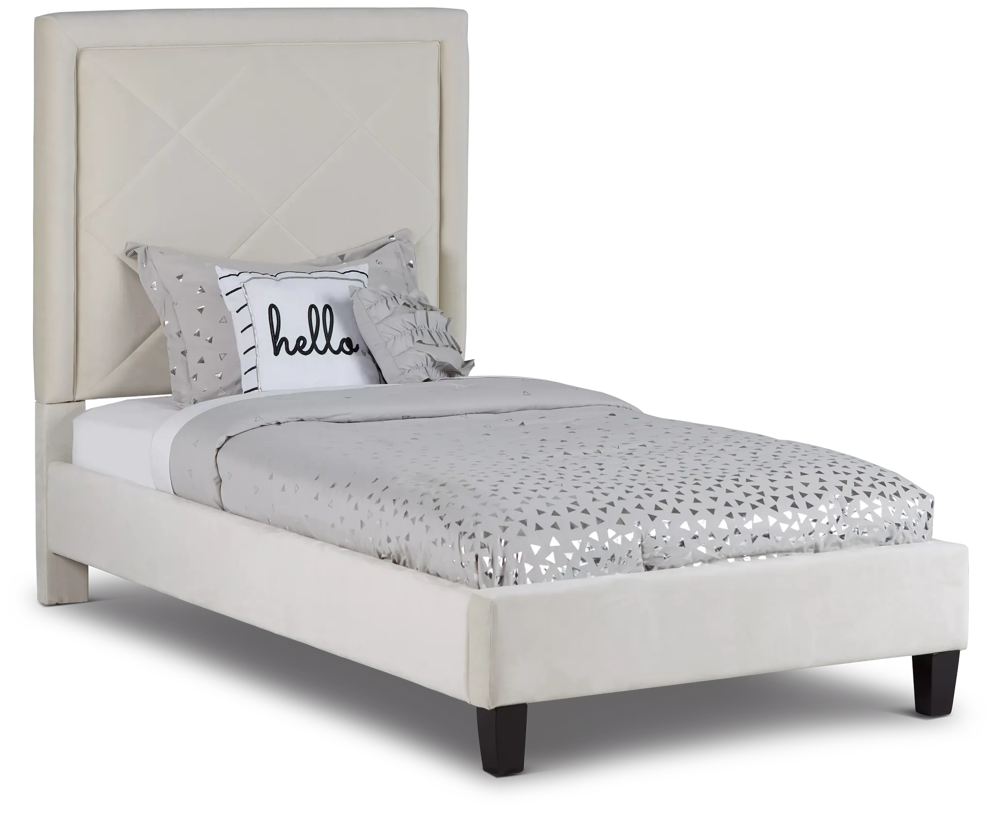 Collin Beige Velvet Platform Bed