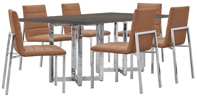 Amalfi Brown Wood Rectangular Table & 4 Upholstered Chairs (0)