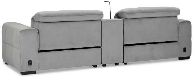 Gemma Light Gray Velvet Power Reclining Console Sofa