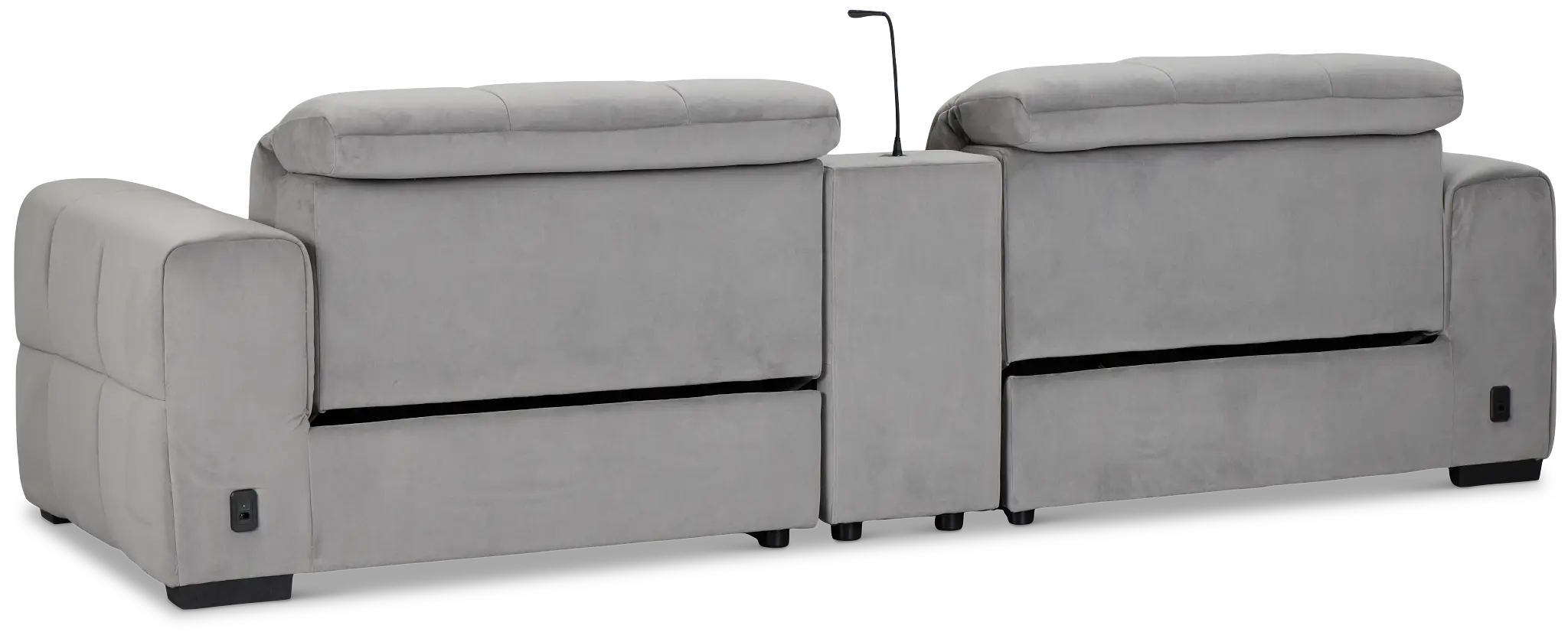 Gemma Light Gray Velvet Power Reclining Console Sofa Gemma Light Gray Velvet Power Reclining Console Sofa