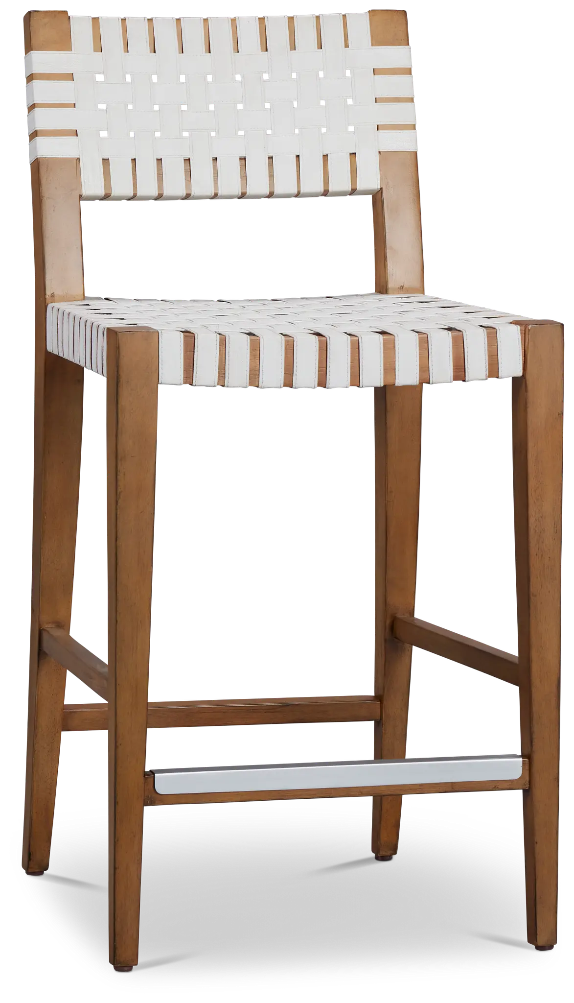 Avila White Faux Lthr 24" Woven Barstool Avila White Faux Lthr 24" Woven Barstool