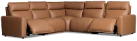 Edison Medium Brown Leather/vinyl Small Dual Power Reclining 2-arm Sectional