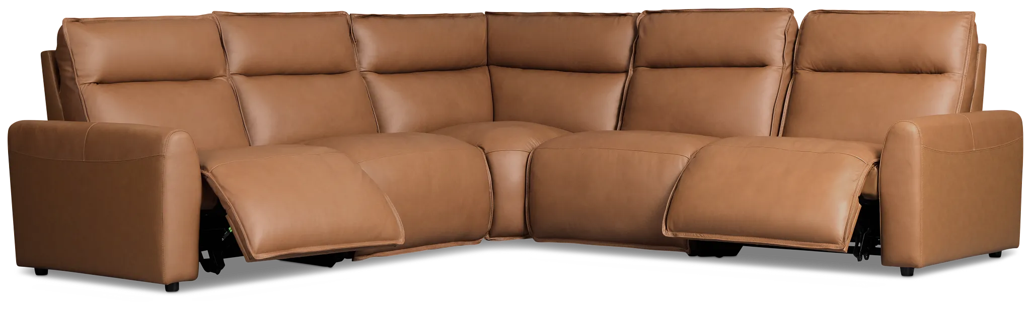 Edison Medium Brown Leather/vinyl Small Dual Power Reclining 2-arm Sectional