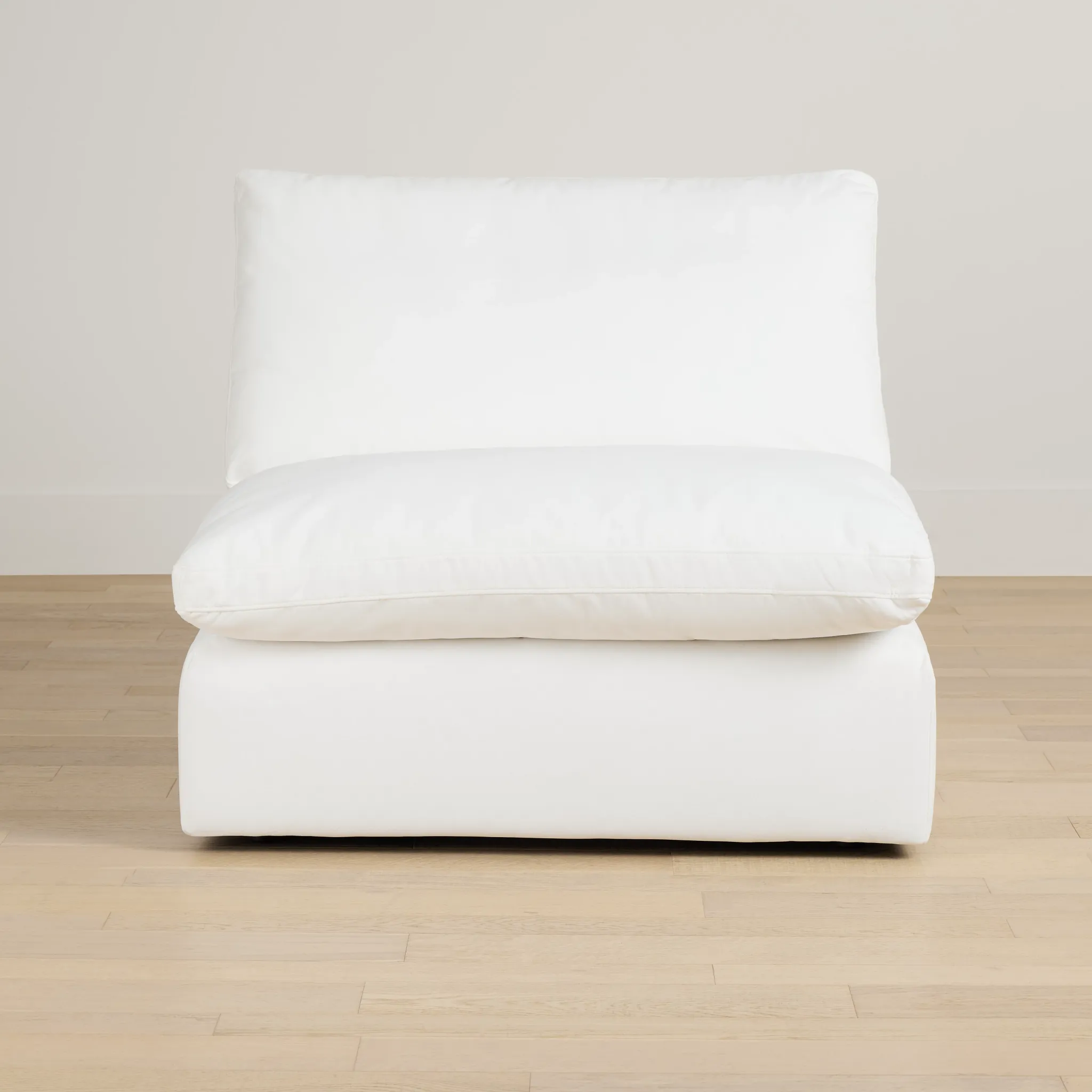 Nixon White Fabric Armless Chair
