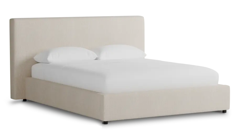 Grayton Revenue Beige 44" Upholstered Platform Bed Grayton Revenue Beige 44" Upholstered Platform Bed