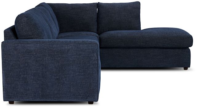 Davis Dark Blue Micro Right Bumper Sectional