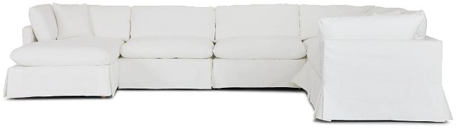 Raegan White Fabric Large Left Chaise Sectional (3)