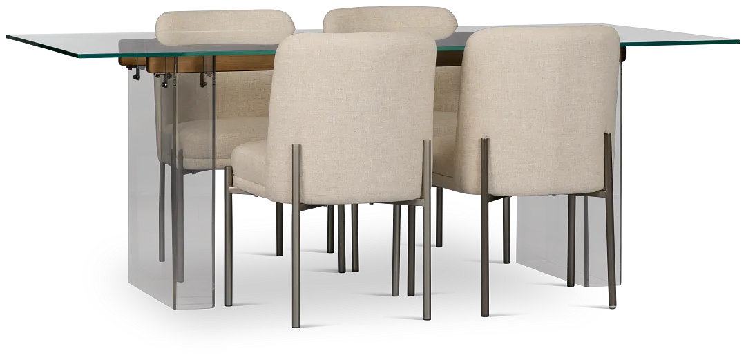 Avondale Glass Rect Table & 4 Upholstered Chairs