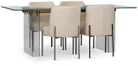 Avondale Glass Rect Table & 4 Upholstered Chairs