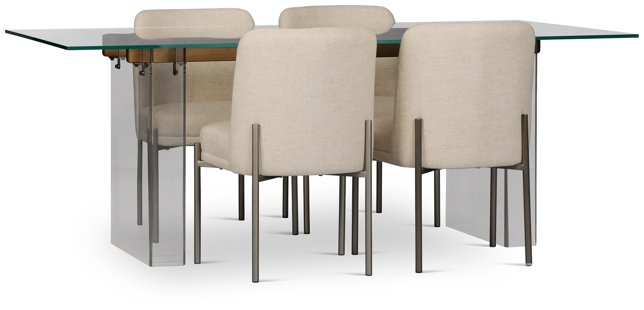 Avondale Glass Rect Table & 4 Upholstered Chairs Avondale Glass Rect Table & 4 Upholstered Chairs